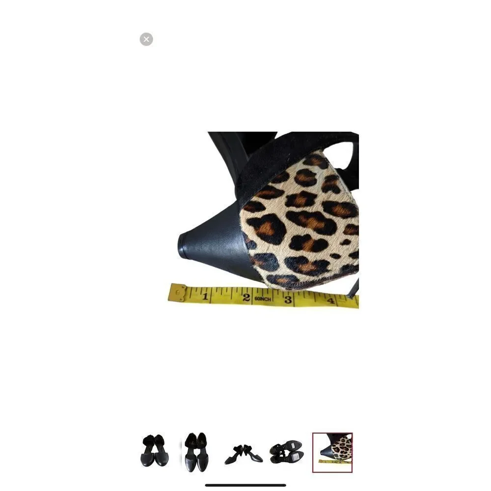 Sesto meucci black hair calf ankle strap heels size